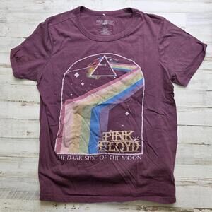 Pink Floyd Shirt Womens Large Dark Side Of The Moon Band Tee Graphic Purple